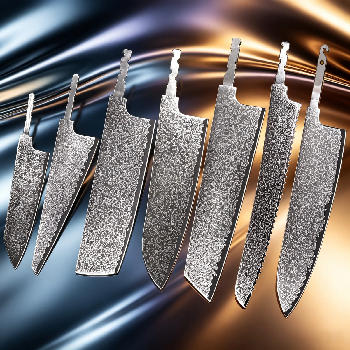 Damascus Steel Blank Blades – Knife Making Kit 1–7 Pcs Knife Making Blank Axl