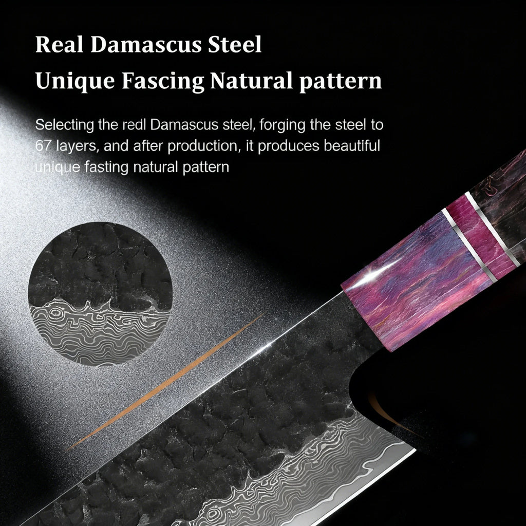 67-Layer Damascus Steel Chef Knife Set – Hand Forged Kitchen Knives Damascus Kitchen Knife Set Axl