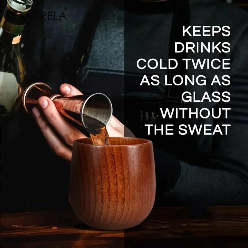 KEMORELA Handmade Jujube Wood Big Belly Cup | Tea & Coffee Wooden Drinkware Cup Axl