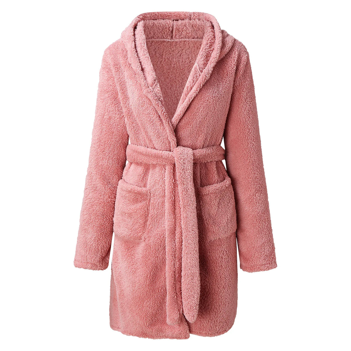 Women's Hooded Fuzzy Fleece Robe – Cozy Kimono Bathrobe Hooded Fleece Robe Axl Pinkl 5XL
