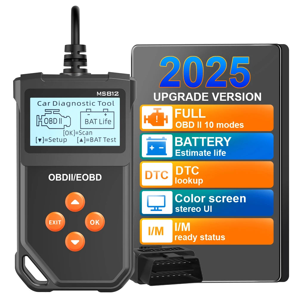 MS812 OBD2 Scanner – Car Diagnostic Tool & Battery Tester OBD2 Diagnostic Scanner Axl