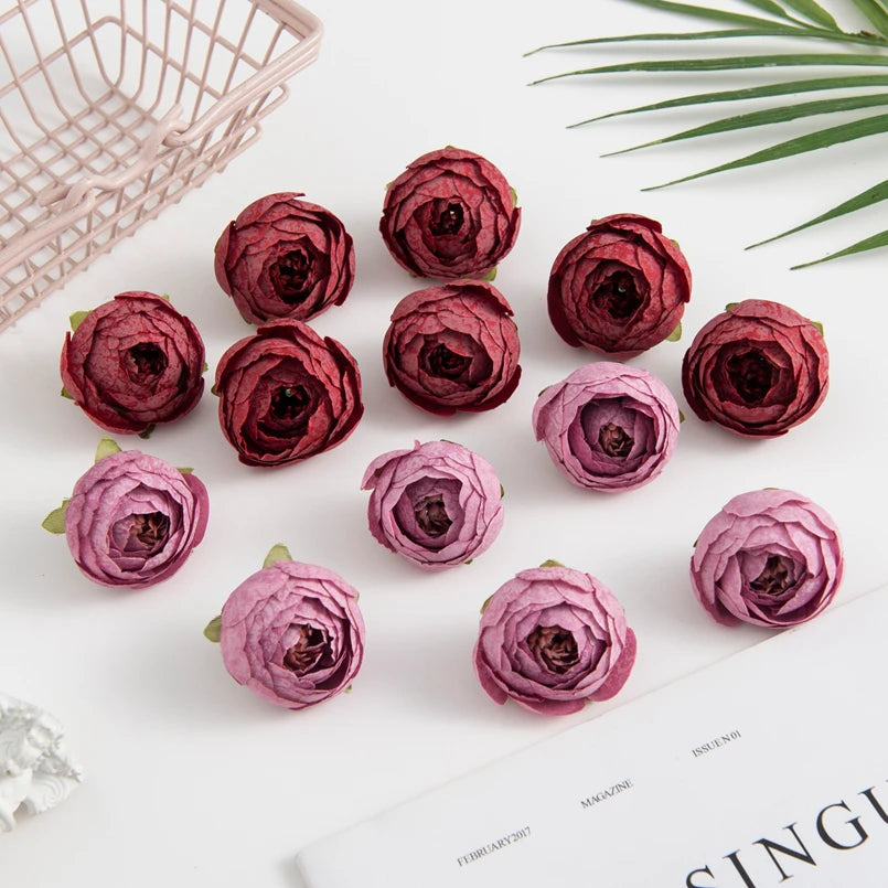 50/100 Pcs Silk Tea Rose Buds – Artificial Flowers for DIY Decor Artificial Silk Flowers Axl