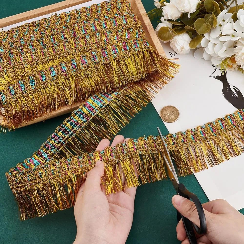 Goldenrod Polyester Fringe Trim Ribbon 60mm x 13m Fringe Trim Ribbon Axl