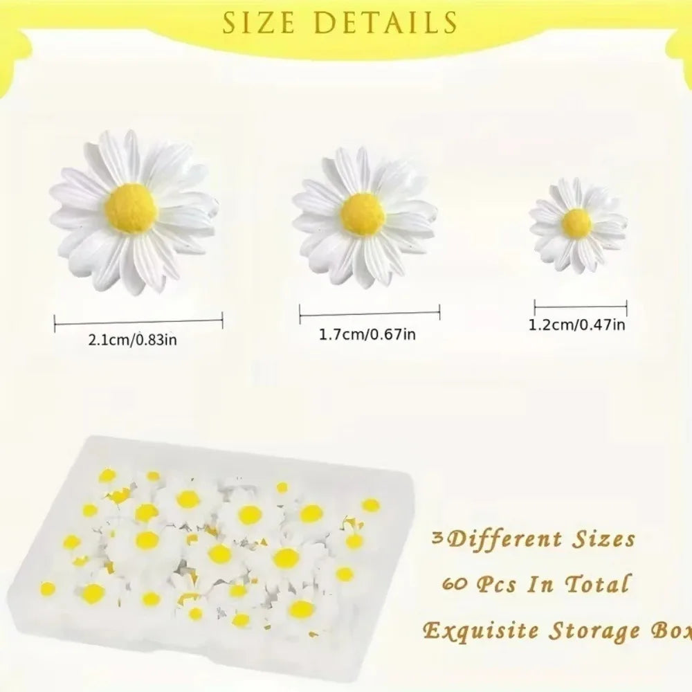 3D Daisy Nail Charms – Resin Flatback Nail Art Decorations Nail Art Charms Axl