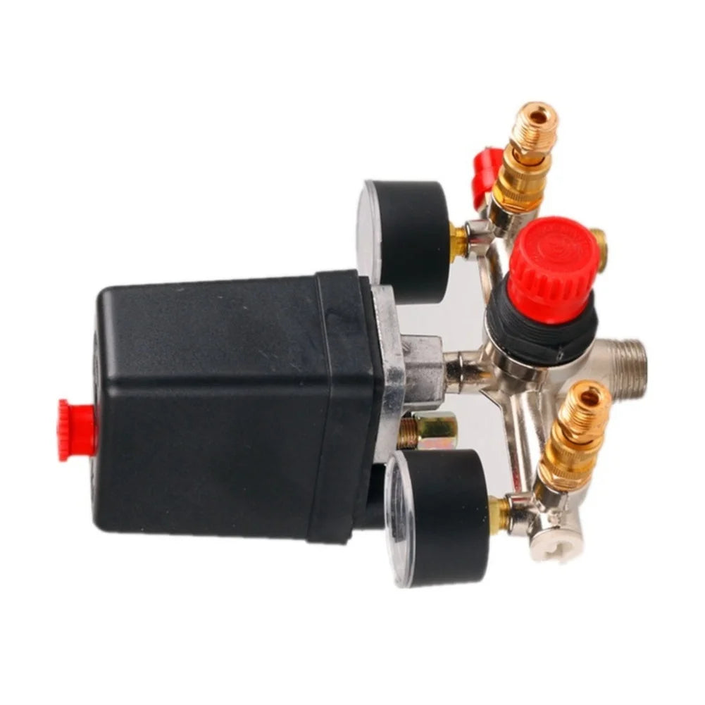 90–120 PSI Air Compressor Pressure Switch Valve & Dual Gauges Pressure Switch Valve Axl
