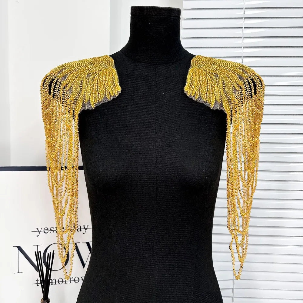 Sequin Beaded Epaulets – Cosplay Stage Costume Shoulder Wrap Costume Shoulder Epaulet Axl