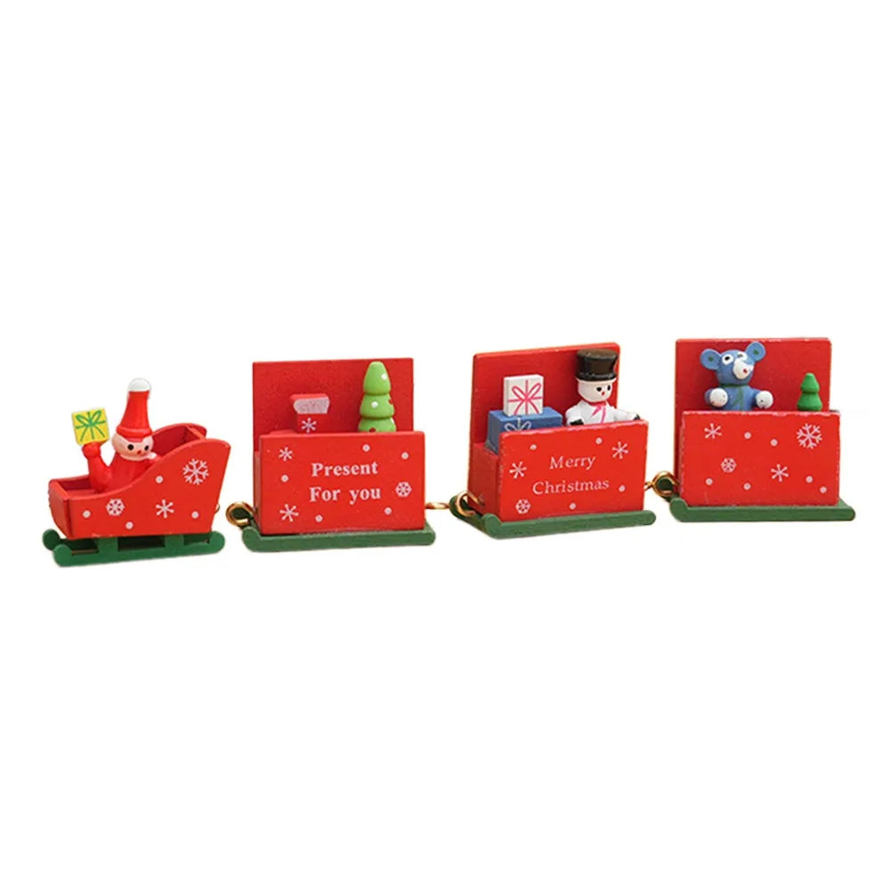 Wooden Christmas Train Decoration – Multicolor Cartoon Animal Christmas Wood Decor Axl 186R
