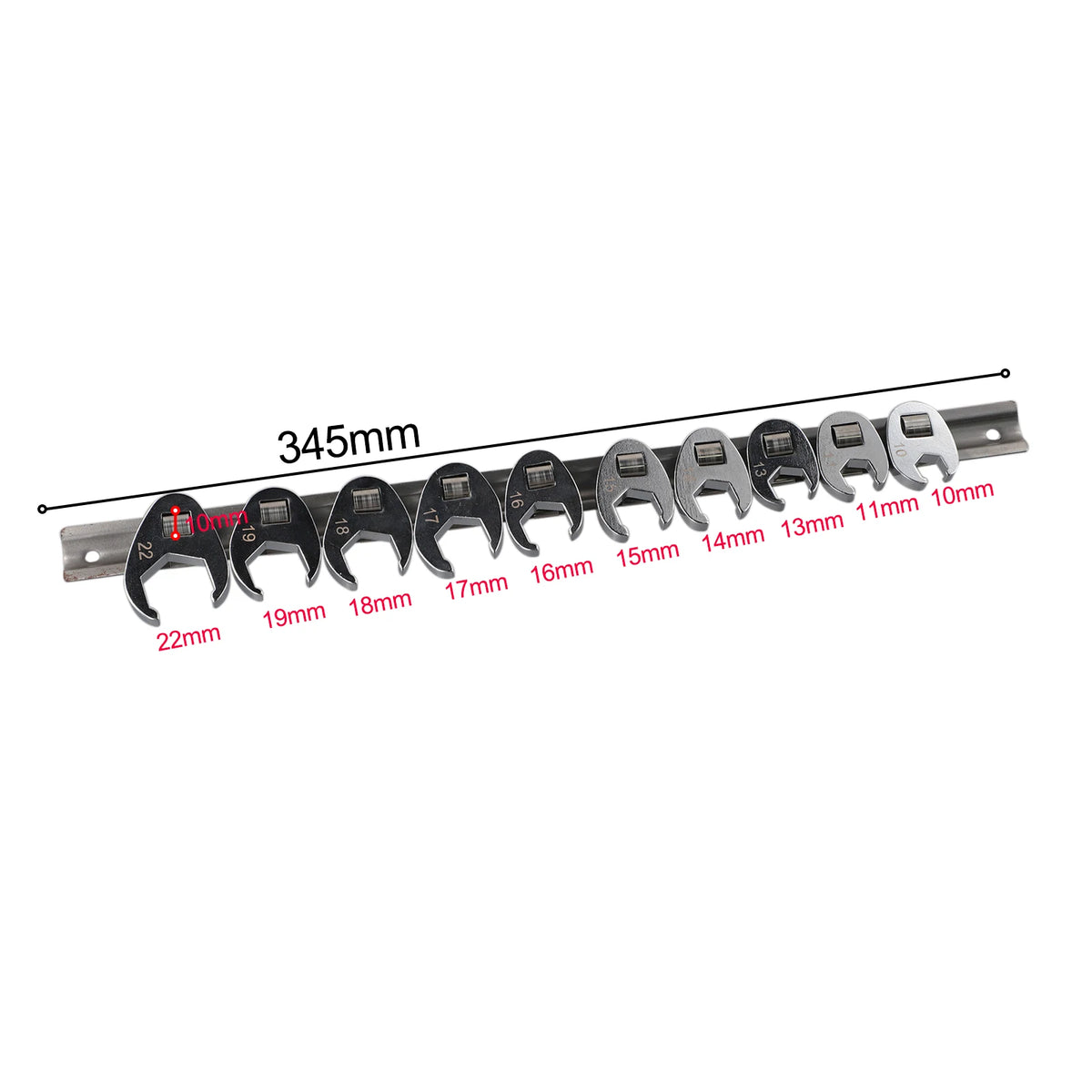 10-Pc Crowfoot Wrench Set 3/8" Drive 10–22mm Chrome Plated Crowfoot Wrench Set Axl