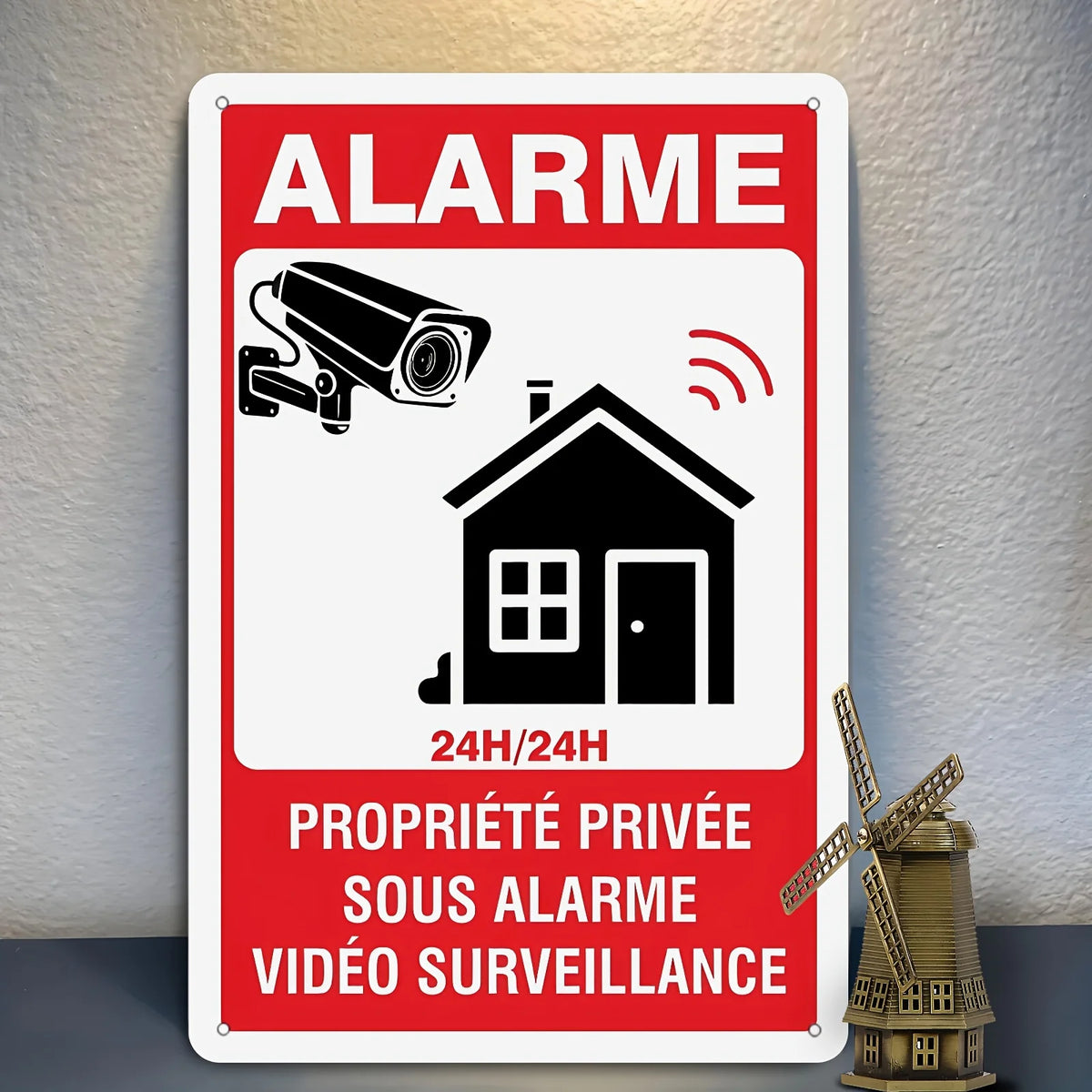 French Security Alarm Sign – Aluminum Surveillance Wall Decor Decorative Metal Sign Axl aluminum sign aluminum 40x30cm