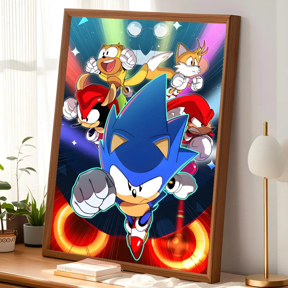 Sonic Character Self-Stick HD Wall Poster – Waterproof Room Decor Wall Art Poster Axl