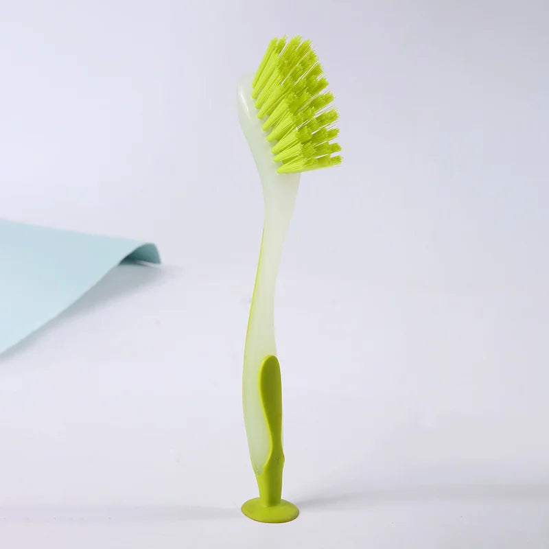 Long Handle Kitchen Scrub Brush with Suction Cup Base Kitchen Scrub Brush Axl yellow