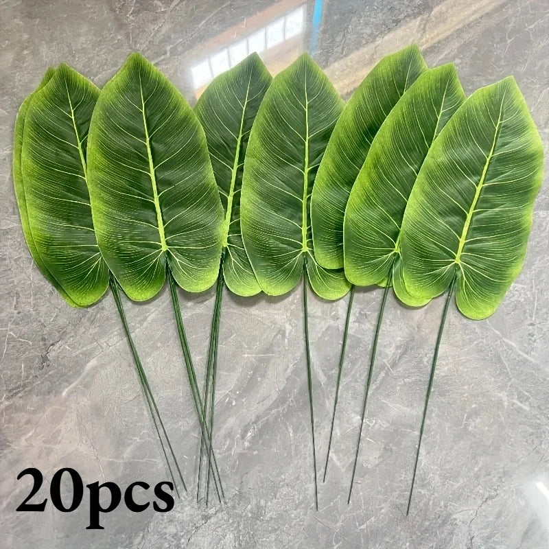 Realistic Artificial Banana Leaf Palm Branches | Fabric Decor Artificial Leaf Branches Axl Green-20pcs