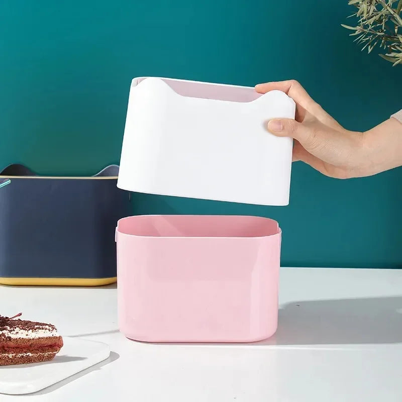 Mini Desktop Trash Can with Press Lid – Cute Desk Waste Bin Desktop Trash Can Axl