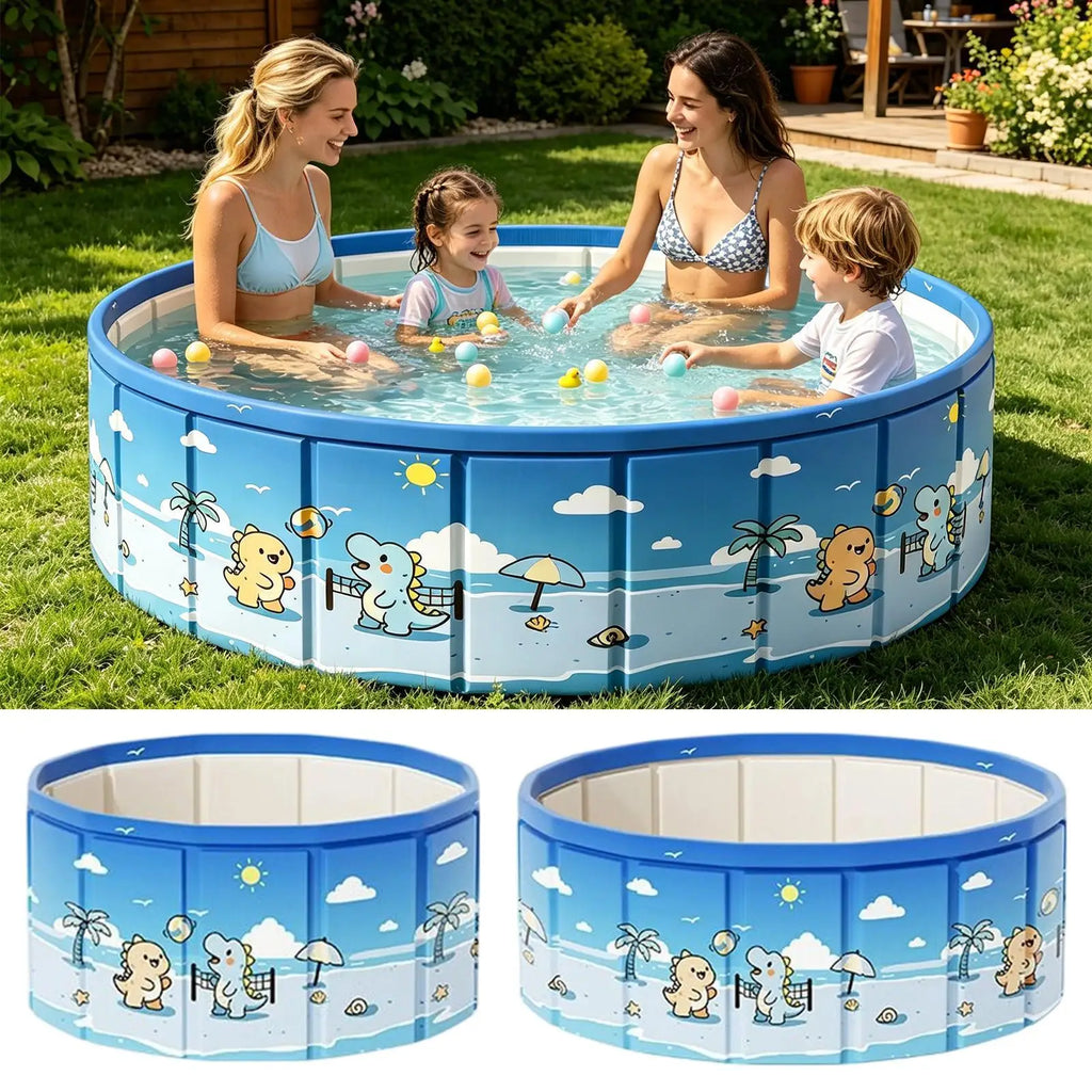 Foldable Pool with Drain Pipe – Non-Inflatable Kids & Dog Pool Foldable Swimming Pool Axl