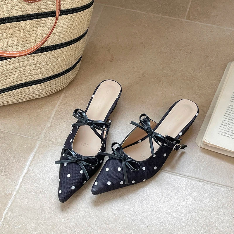 Polka Dot Wedge Mules – Women's Slingback Dress Slides Wedge Mule Slides Axl black 38