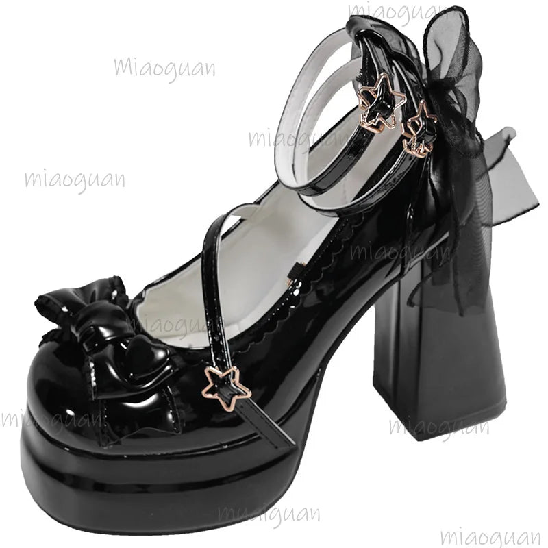 Women's Lolita Platform Pumps – Bowknot Mary Jane Heels Platform Mary Jane Pumps Axl