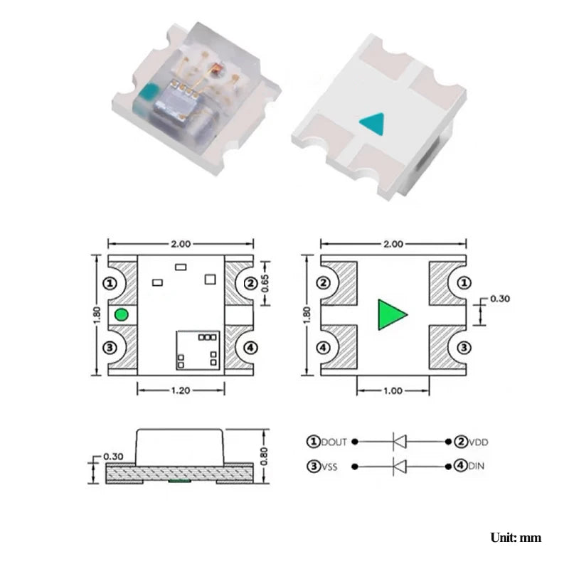 WS2812B 5V Addressable RGB LED SMD Chips – Full Color Pixel Addressable LED Chip Axl 5V 0807 LED 100Pcs