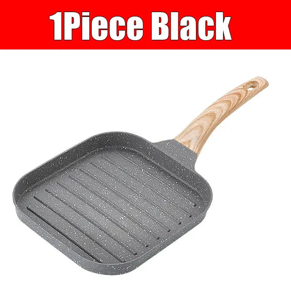 PGY 19cm Nonstick Square Grill Pan | All Stovetop Skillet Nonstick Grill Pan Axl 1Piece Black