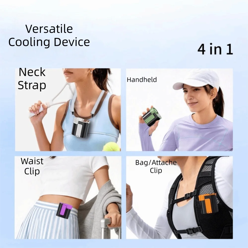 LED Display Waist Clip & Neck Hanging Fan – Portable Mini Portable Wearable Fan Axl
