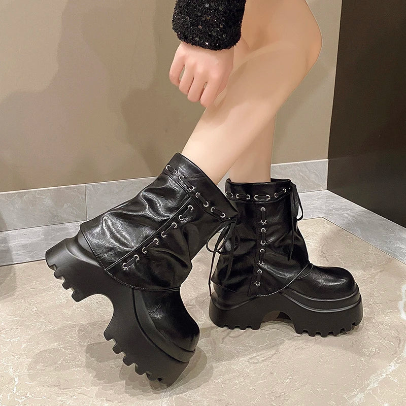 Women's Gothic Punk Platform Combat Boots – 9.5cm Heel Platform Combat Boots Axl