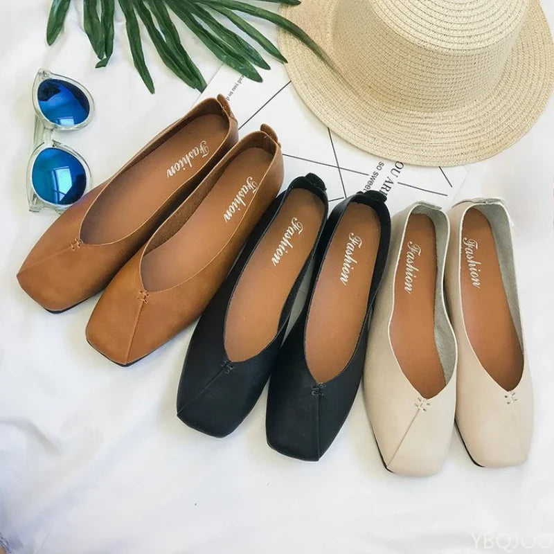Women's Square Toe Slip-On Flats – Elegant Casual Shoes Women's Flat Shoes Axl
