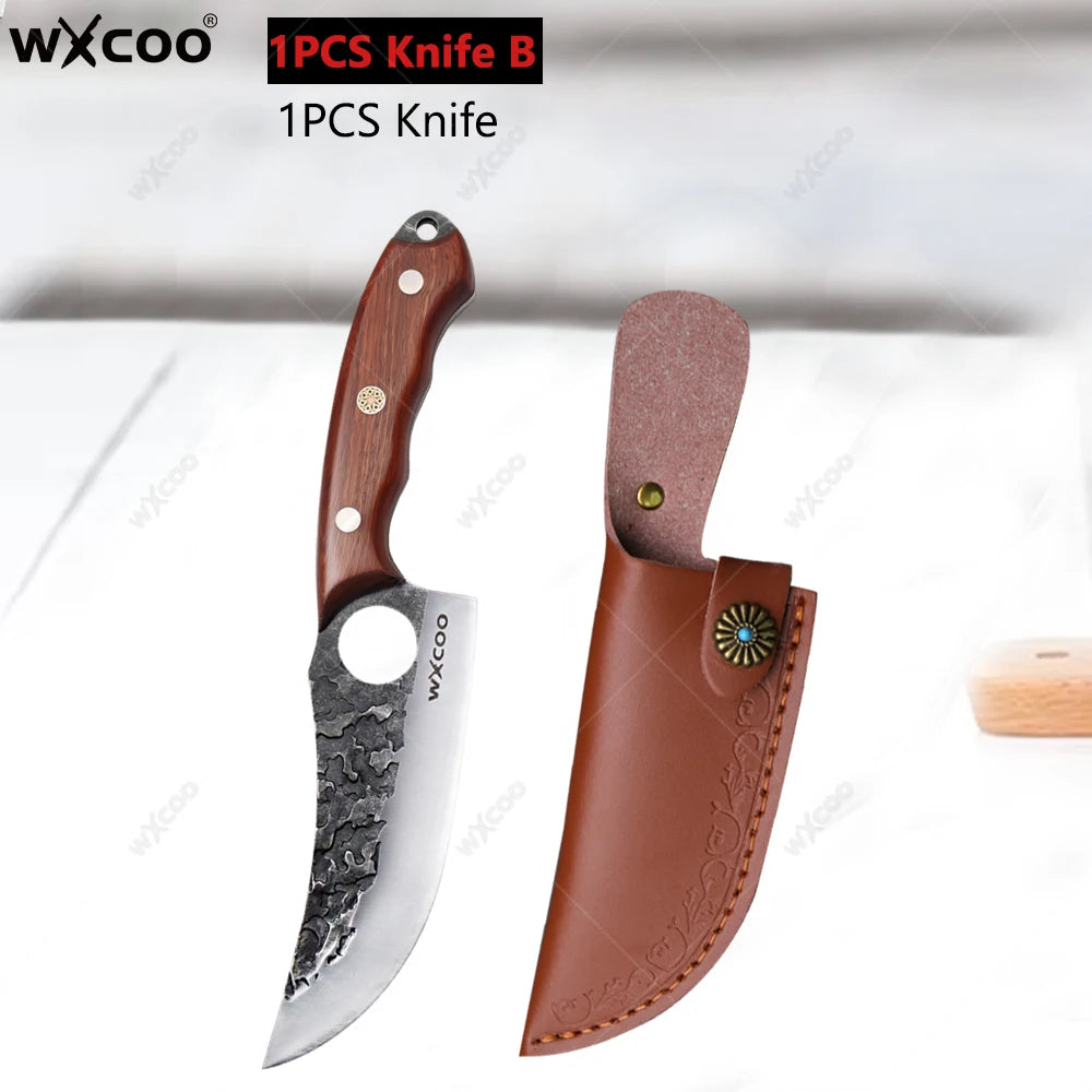 WXCOO Forged Stainless Steel Chef Knife Set with Cover Kitchen Knife Set Axl Knife B
