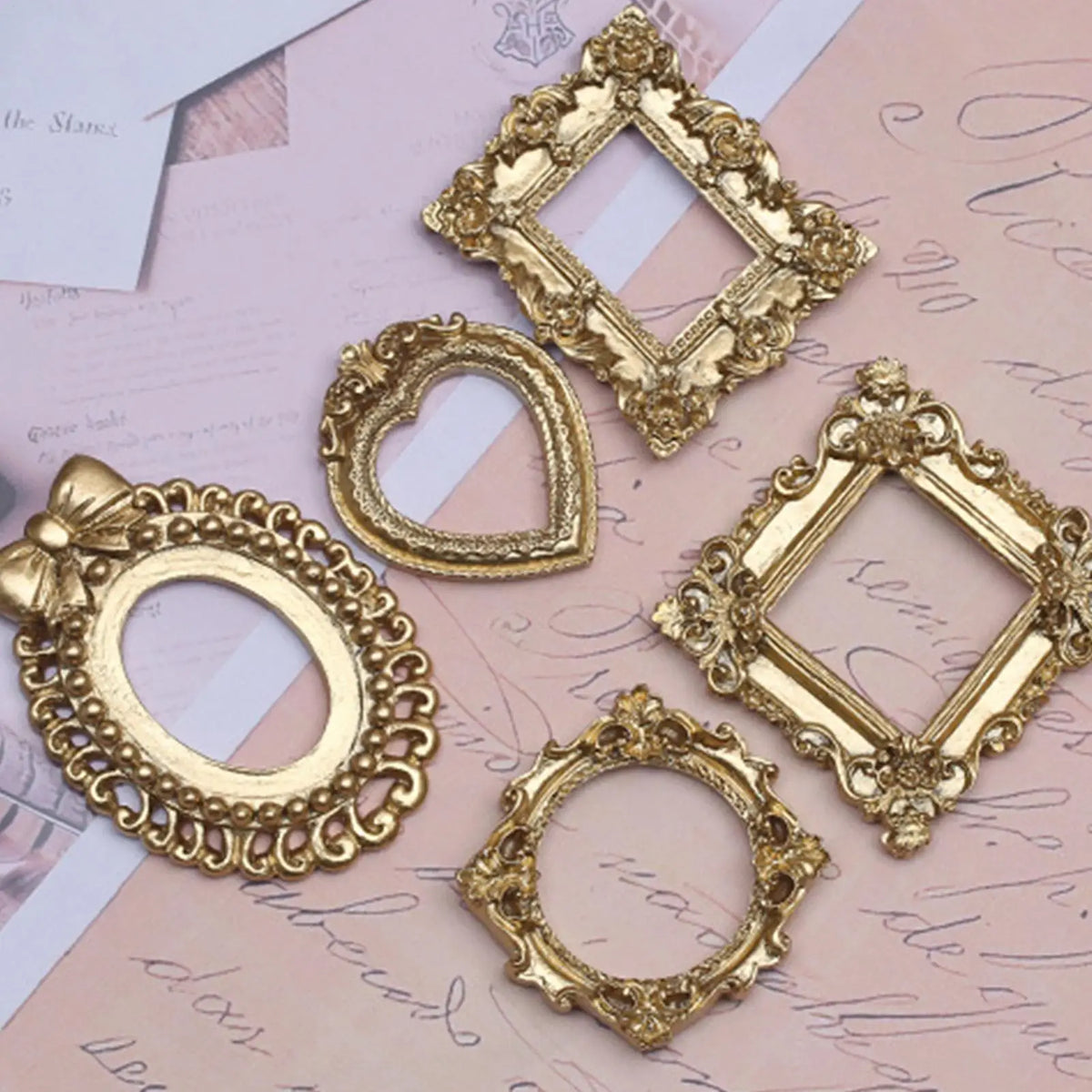 5-Piece Mini Gold Shadow Box Photo Frames – DIY Display Set Photo Display Frames Axl