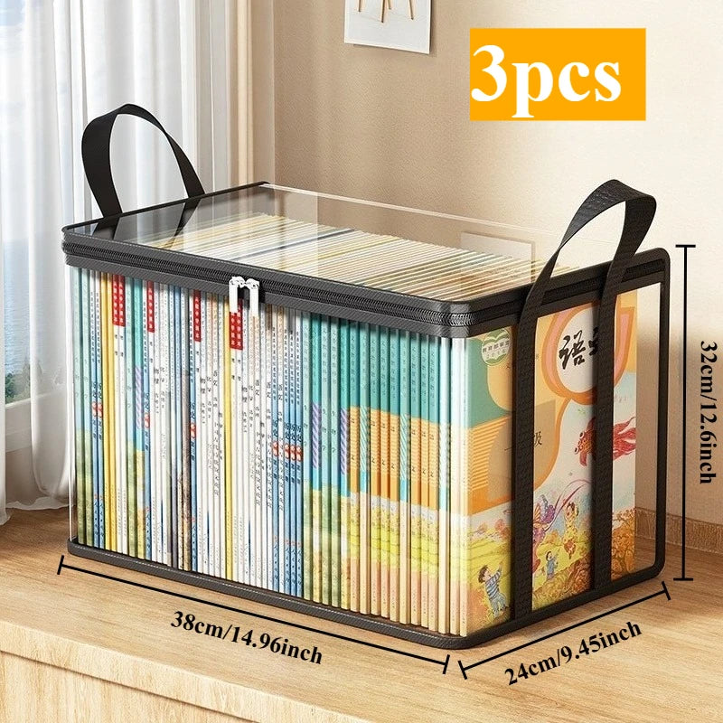 3-Pack Transparent Flip-Top Storage Boxes – Large Organizer Bins Storage Organizer Bins Axl