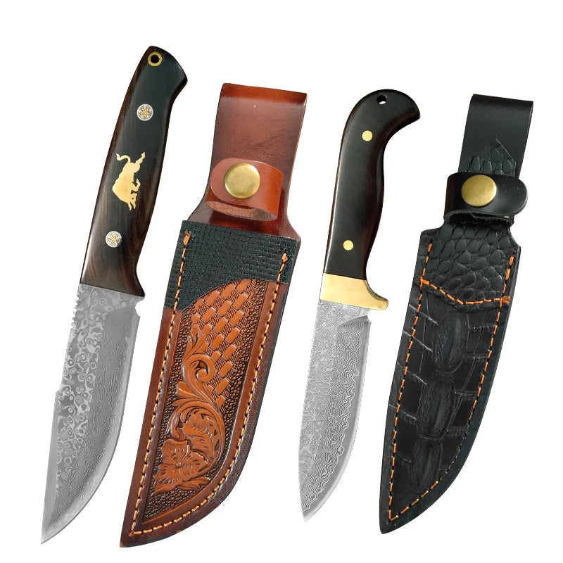 Damascus VG10 Steel Kitchen Knife – Wood Handle | InLeung Damascus Kitchen Knife Axl 2PCS Knife AC