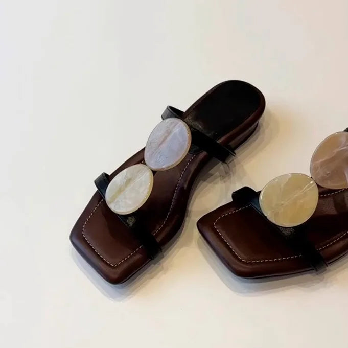 Women's Flat Roman Sandals – Open Toe Square Head Summer Slippers Women's Flat Sandals Axl 2 35