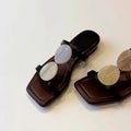 Women's Flat Roman Sandals – Open Toe Square Head Summer Slippers Women's Flat Sandals Axl 2 35