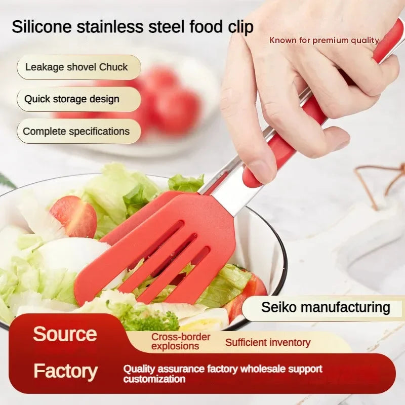 Stainless Steel Silicone BBQ Tongs – Non-Slip & Heat Resistant Kitchen Tongs Axl