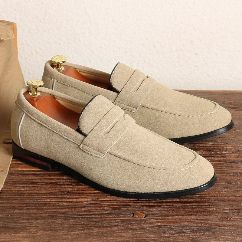 Men's Slip-On Suede Loafers – Business & Wedding Dress Shoes Men's Dress Loafers Axl Beige 37