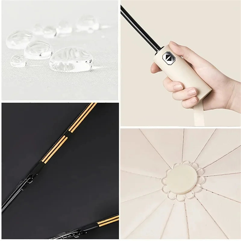12-Rib Auto 3-Fold UV Resistant Windproof Umbrella | Sun & Rain Folding Umbrella Axl