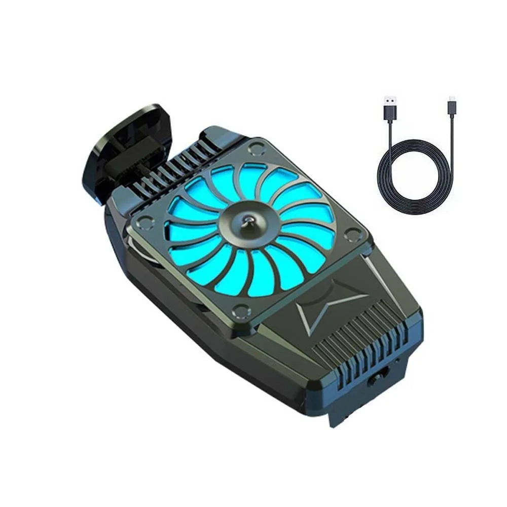 Portable Phone Cooler – 9-Fan Blue LED Radiator & Back Clip Phone Cooling Fan Axl Black