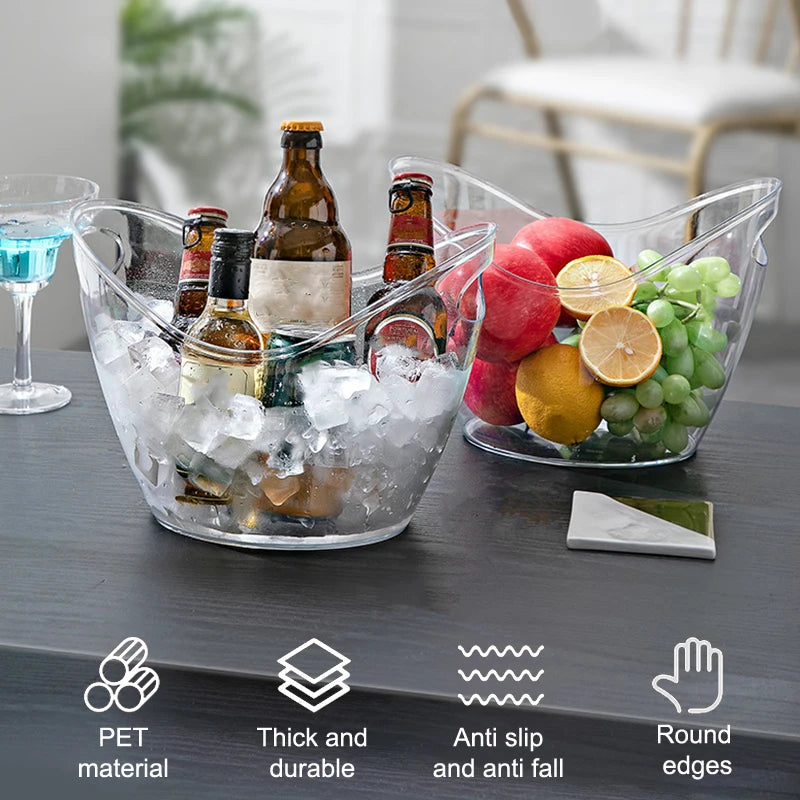 Plastic Ice Bucket 4L/8L | Party Drink Cooler for Wine & Bar Ice Bucket Axl