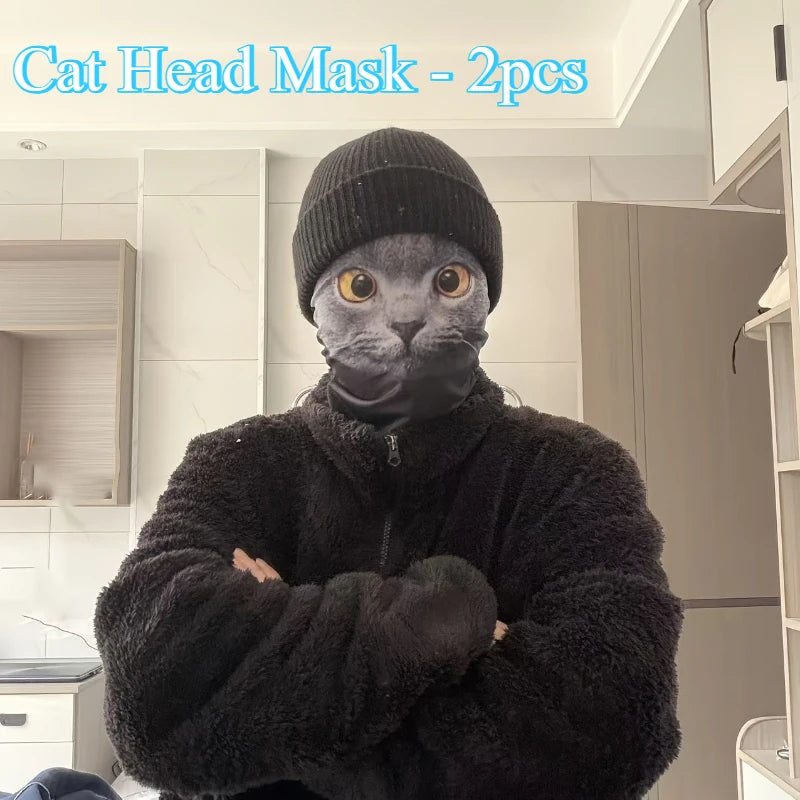 Cute Cat Cosplay Head Mask – Breathable Mesh Party Mask Costume Party Mask Axl Cat Head Mask - 2pcs