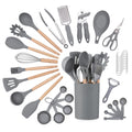 35-Piece Silicone Kitchen Utensil Set – Wooden Handle Cookware Silicone Utensil Set Axl 35 C