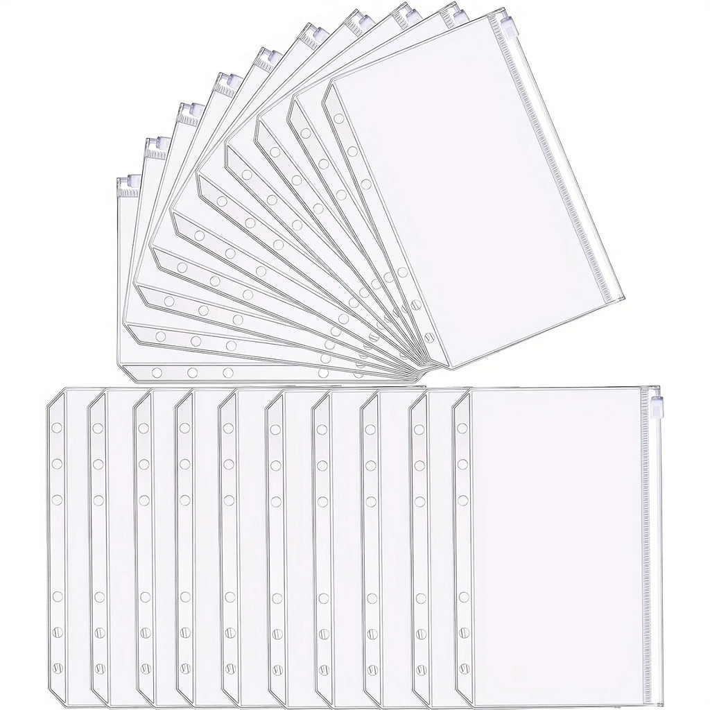 A6 Clear Zipper Pouches for 6-Ring Binders – 20 or 50 Pack Binder Zipper Pouches Axl
