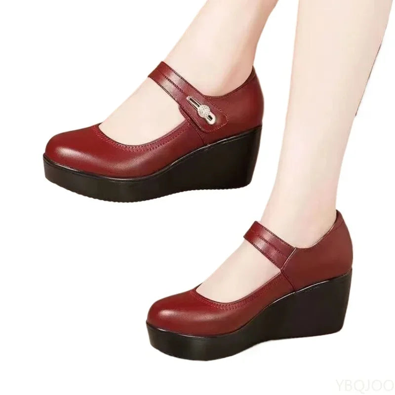 Women's Round Toe Slope Wedge Heel Pumps – Casual Comfort Wedge Heel Pumps Axl
