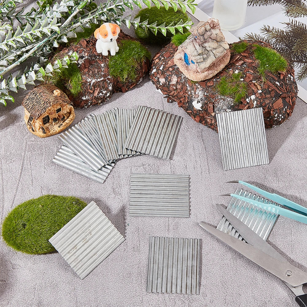 16Pcs Miniature Corrugated Roof Tiles – Scale Model Iron Sheets Miniature Model Tiles Axl