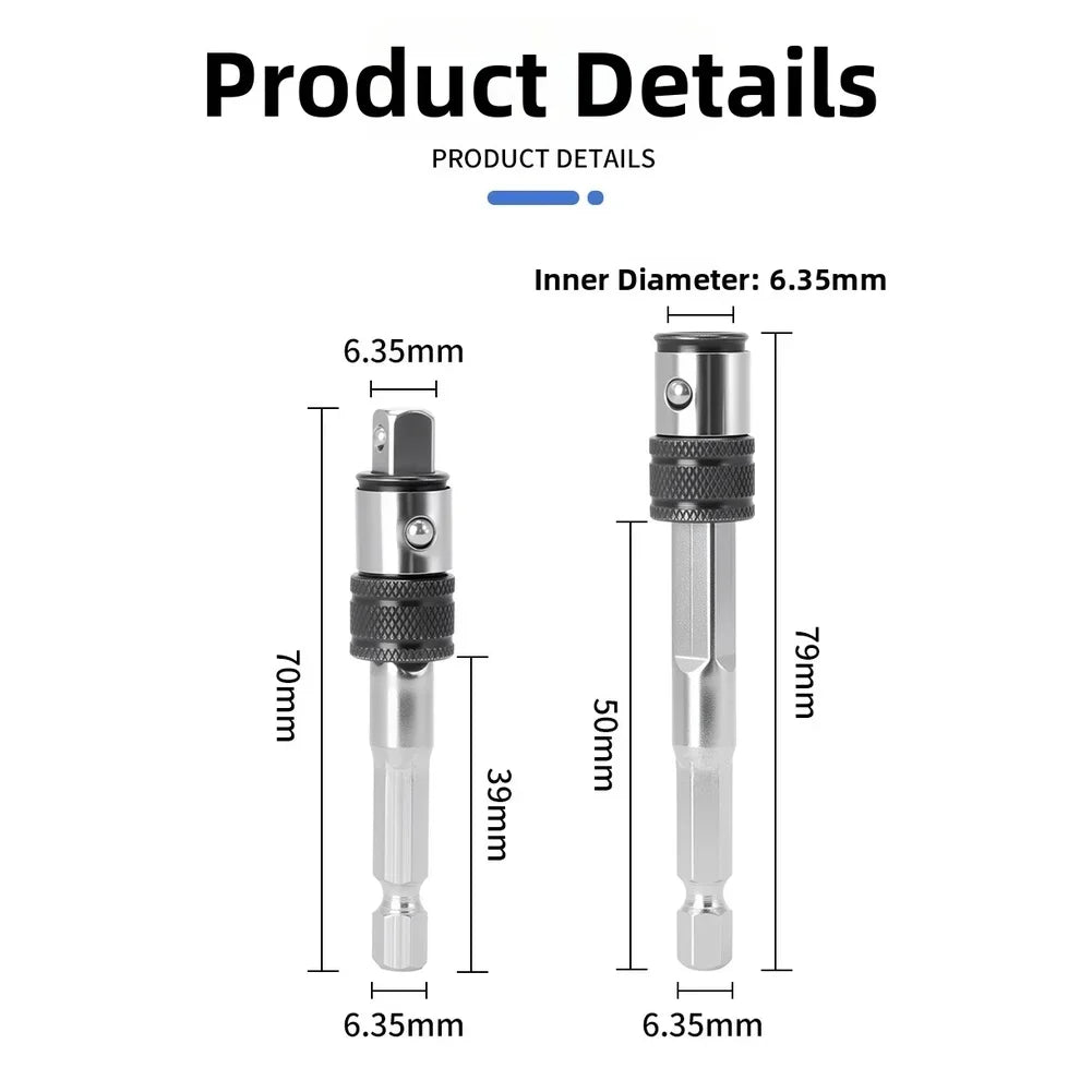 1/4" Hex Shank Drill Bit Extension Rod & Socket Adapter Drill Bit Adapter Axl