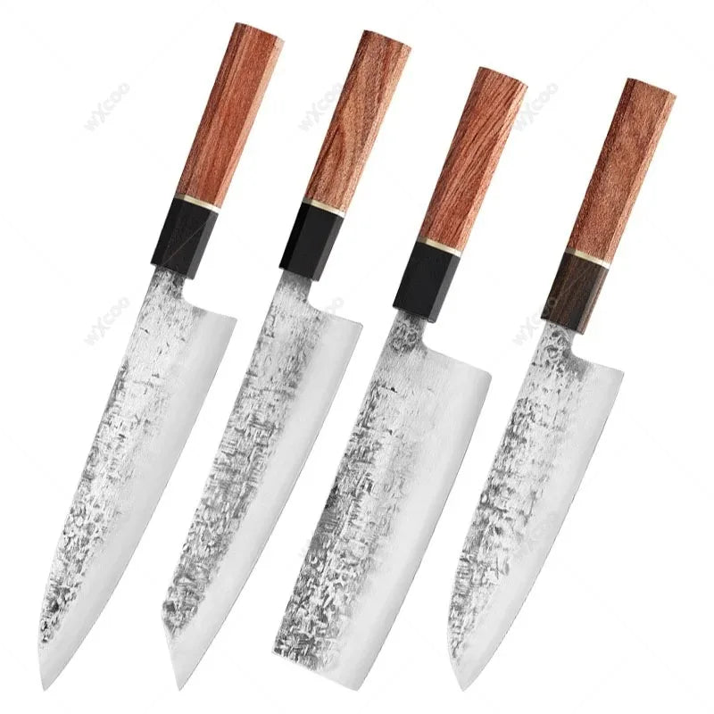 WXCOO Santoku Knife – Forged Hammer Pattern Chef Knife Santoku Chef Knife Axl 4pcs