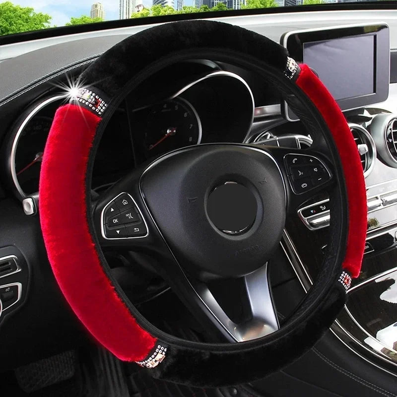 Plush Steering Wheel, Gear Shift & Handbrake Cover Set Steering Wheel Cover Axl