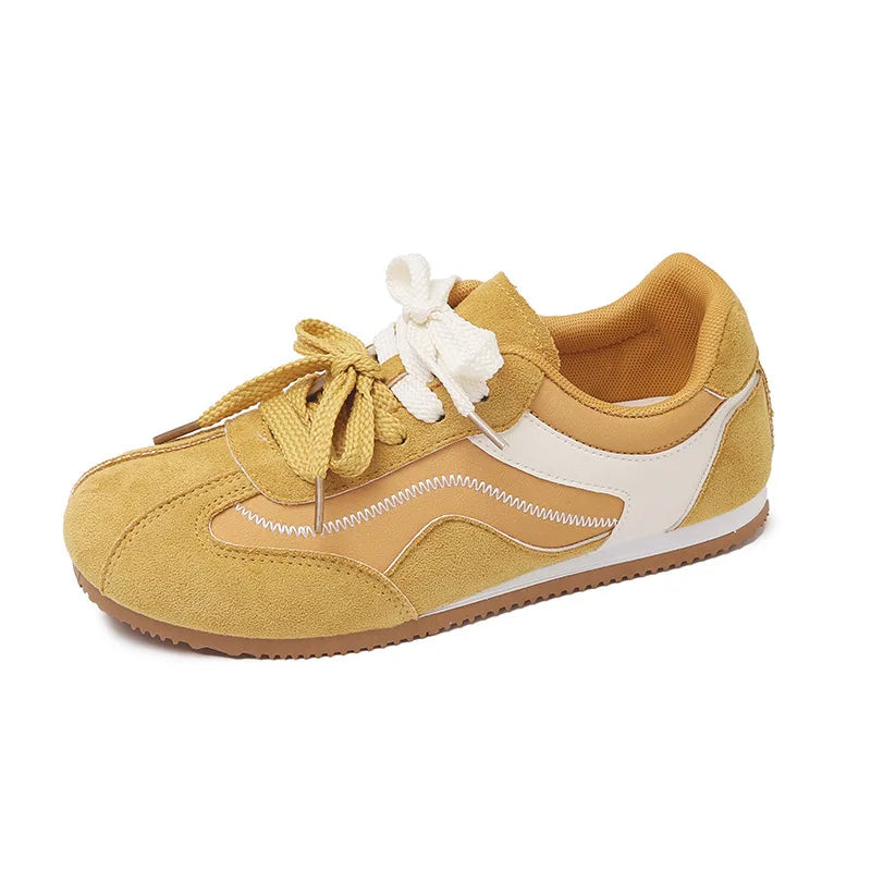 Women's Retro Patchwork Suede Sneakers – Casual Flat Shoes Casual Flat Sneakers Axl yellow 39