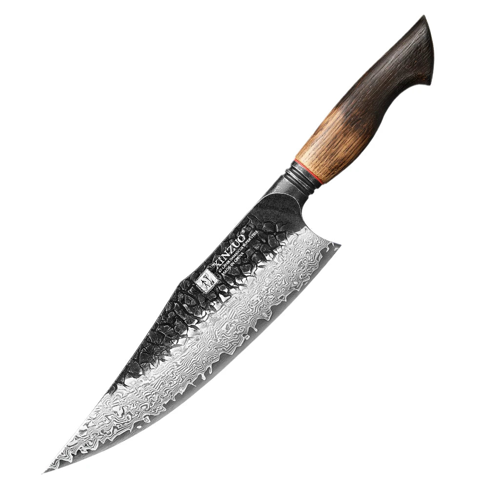 XINZUO 6-Piece Damascus Knife Set – 67-Layer Steel & Oak Handles Damascus Knife Set Axl Chef Knife
