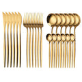 24-Piece Gold Stainless Steel Cutlery Set for 6 | Gift Box Flatware Cutlery Set Axl Golden