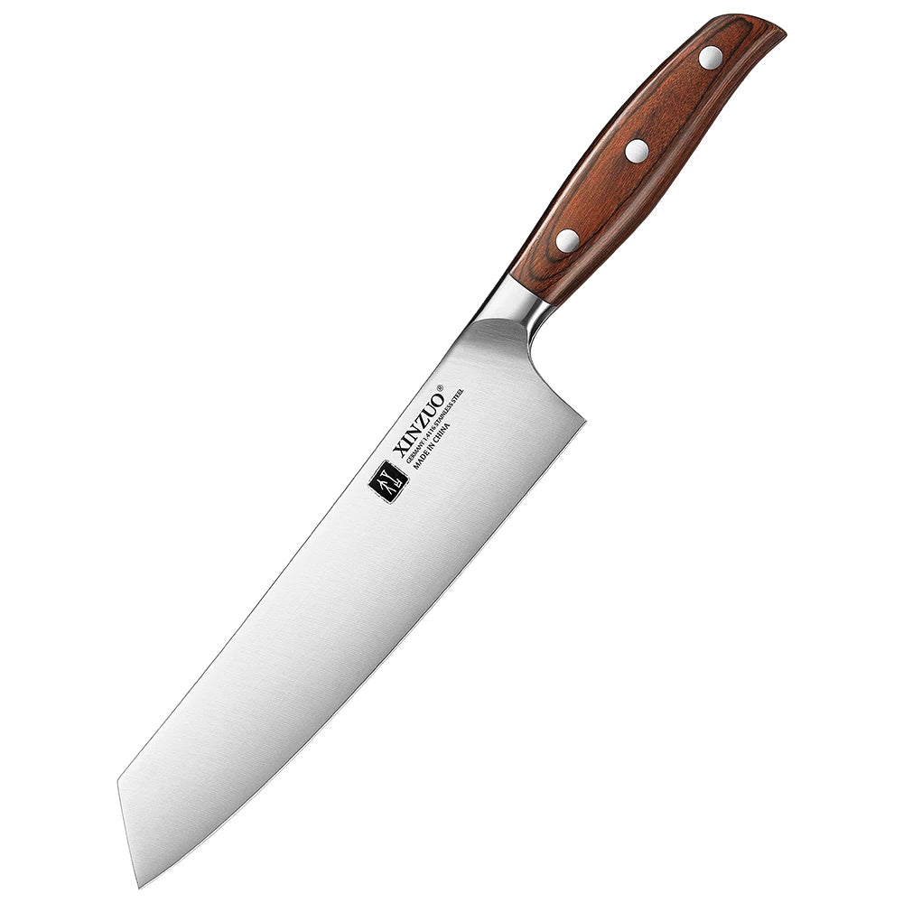 XINZUO 8" Bunka Knife – German Steel, Pakka Wood Handle Bunka Kitchen Knife Axl Knife