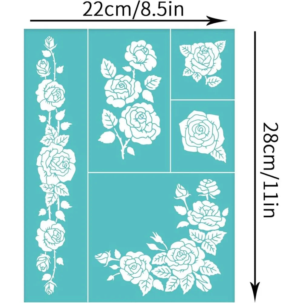 Rose Silk Screen Printing Stencils 2 Pcs – Reusable Mesh Craft Stencil Axl