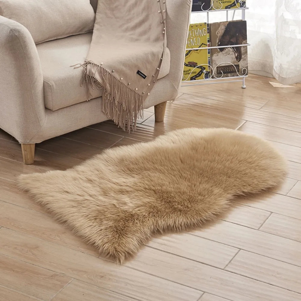 Faux Sheepskin Shaggy Rug – Soft Fluffy Mat for Home Decor Shaggy Area Rug Axl khaki